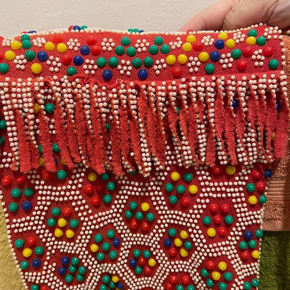 *VINTAGE* Groovy 70's plastic beaded shoulder bag with fringe! ADORABLE! - Picture 8 of 14